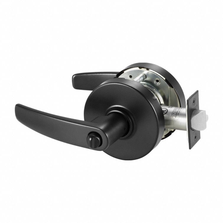 Door Lockset: Office Lever Locksets, Black, ADA Compliant