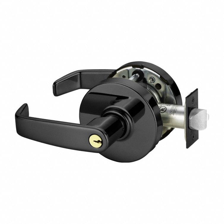 Door Lockset: Classroom Lever Locksets, Black, ADA Compliant