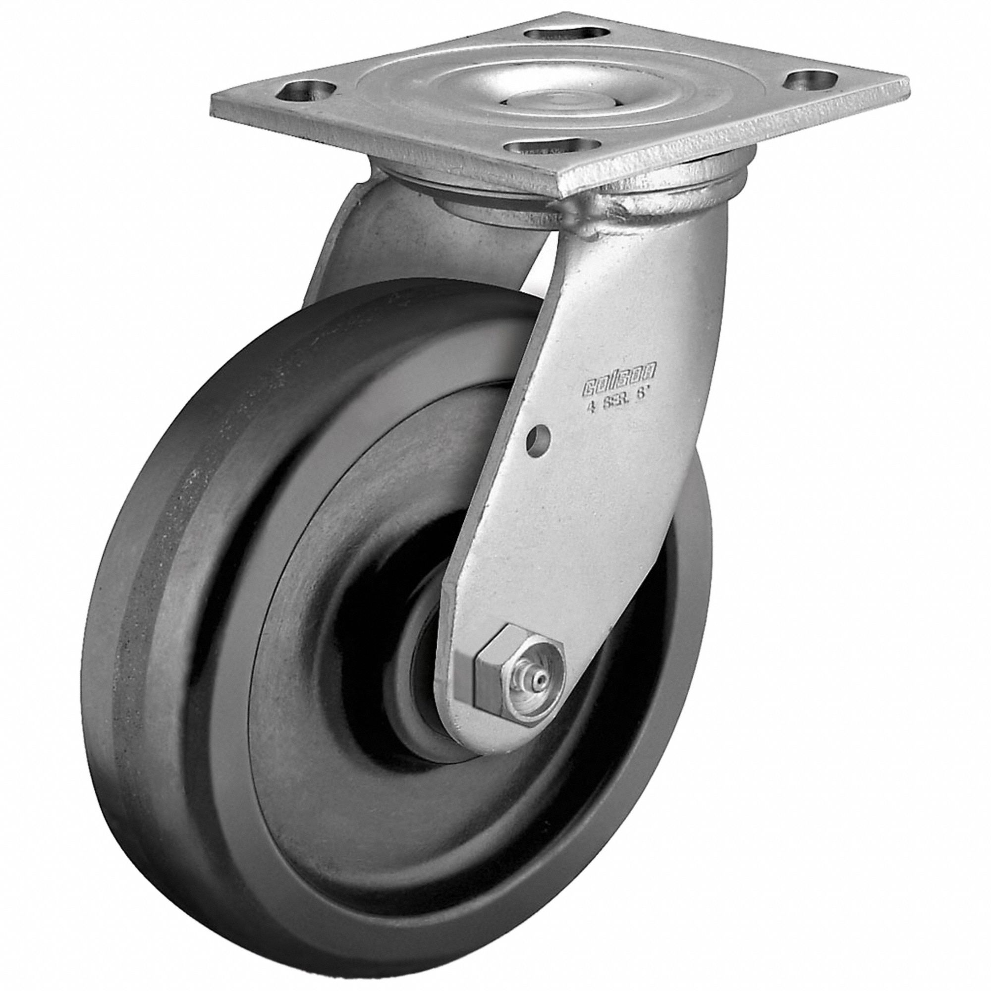 SWIVEL CASTER, 900 LB CAPACITY, 6 IN WHEEL, PHENOLIC/STEEL/ZINC