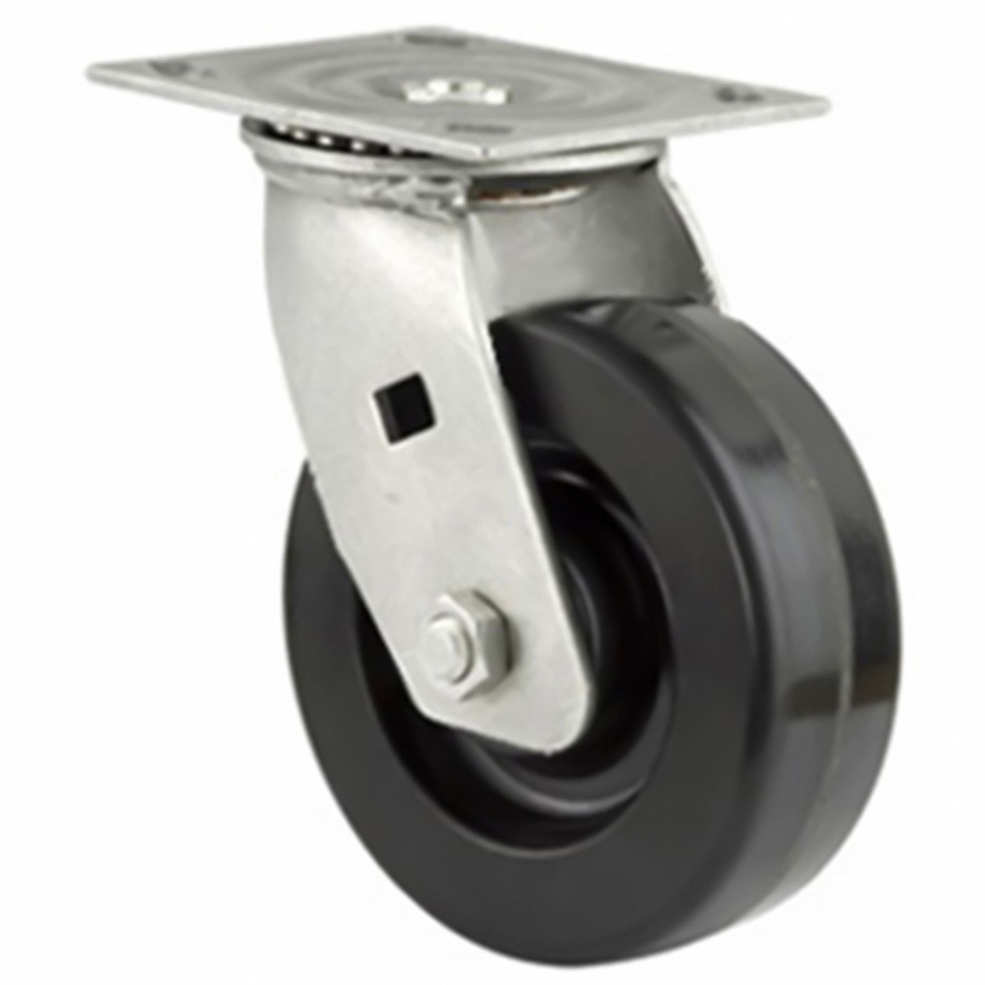 SWIVEL CASTER, 900 LB CAPACITY, 8 IN WHEEL, PHENOLIC/STEEL/ZINC