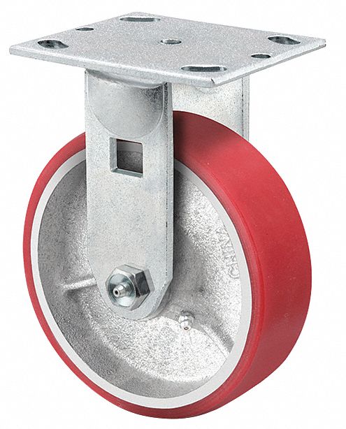 CASTER, RIGID, LOAD 900 LB, WHEEL 2 WIDTH X 5 IN DIA, POLYURETHANE