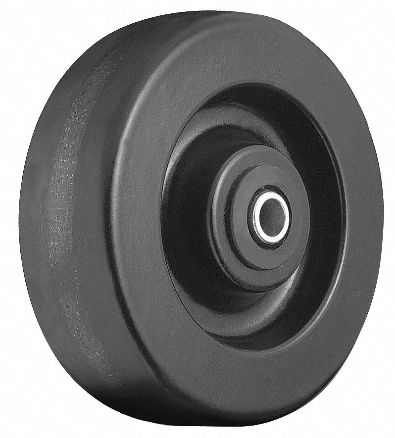 WHEEL, 1200 LB LOAD RATING. ROLLER BEARING, BLACK, 6 IN, PHENOLIC RESIN