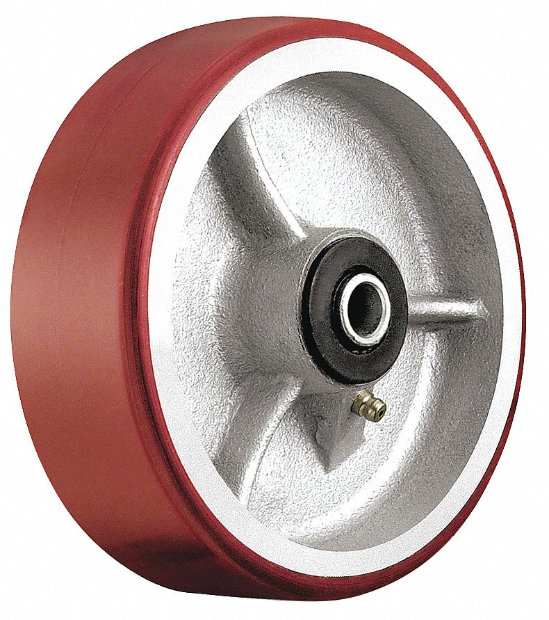 WHEEL, 2,100 LB CAPACITY, RED, 3 IN WIDTH/6 IN DIAMETER, POLYURETHANE TREAD