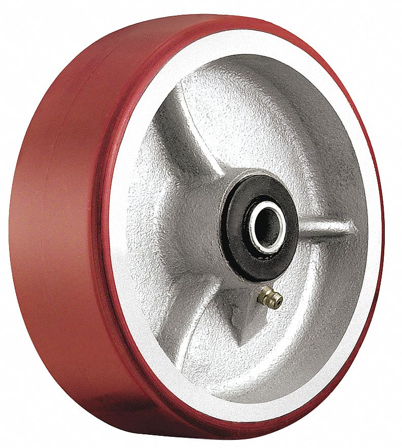 WHEEL, 2,500 LB CAPACITY, RED, 3 IN WIDTH/8 IN DIAMETER, POLYURETHANE TREAD