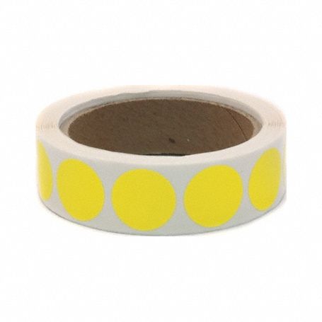 Inventory Label: 1/2 in Dia, Yellow, Circle, Coated Litho, Indoor, No Text, 1, 000 PK