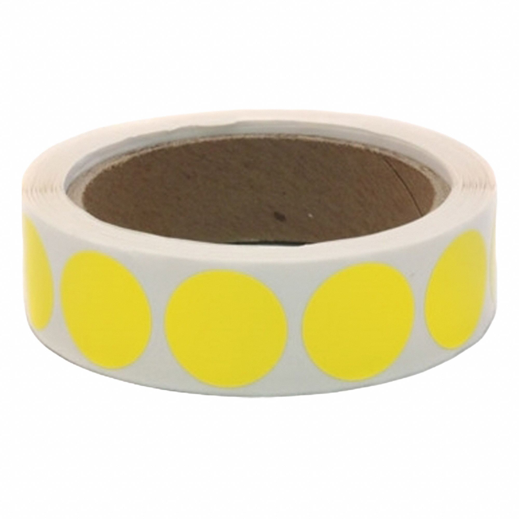 Inventory Label: 3/4 in Dia, Yellow, Circle, Coated Litho, Indoor, No Text, 1, 000 PK