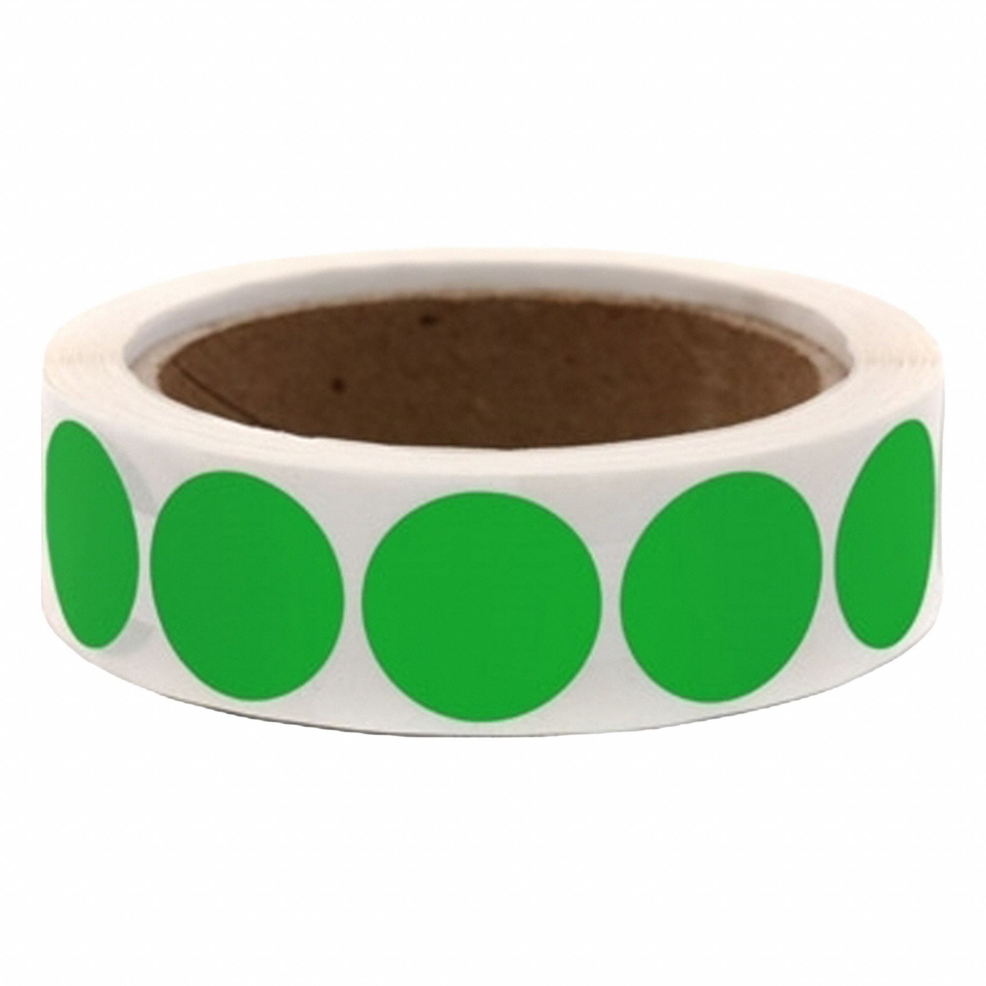 Inventory Label: 3/4 in Dia, Green, Circle, Coated Litho, Indoor, No Text, 1, 000 PK