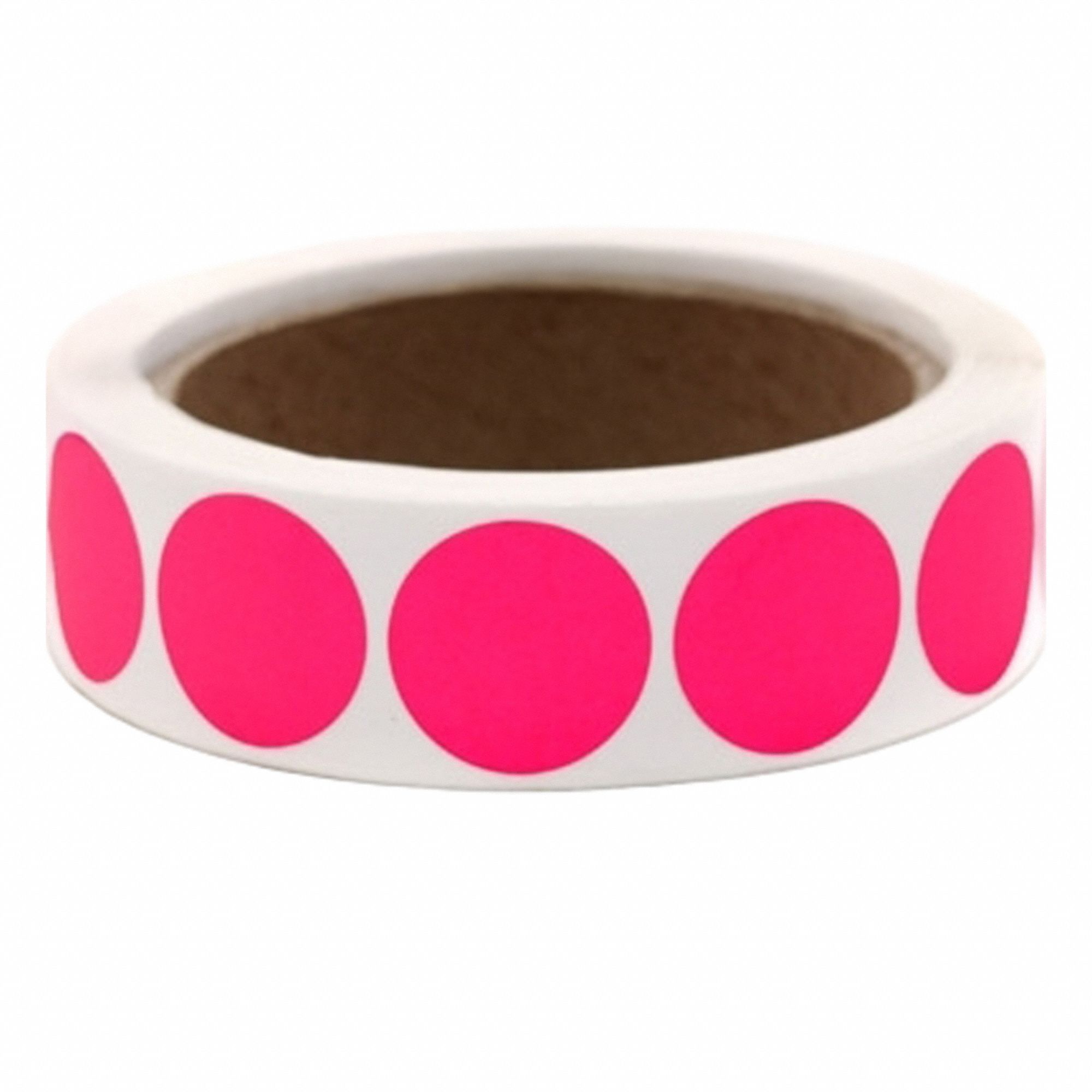 Inventory Label: 3/4 in Dia, Pink, Circle, Paper, Indoor, No Text
