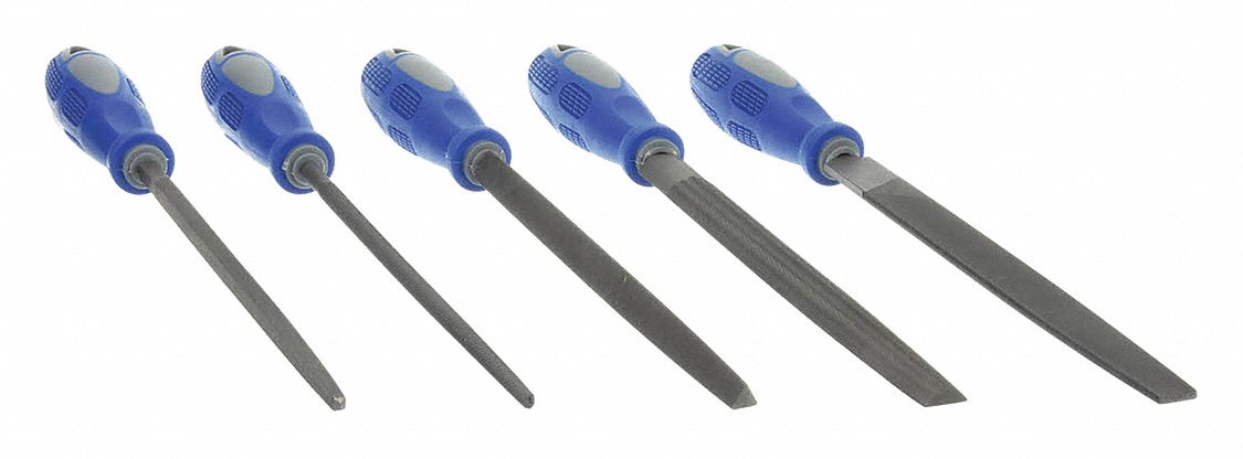FILE SET, 8 IN FLAT/8 IN HALF ROUND/8 IN ROUND/8 IN SQUARE/8 IN TRIANGULAR, INCLUDES HANDLE, POUCH