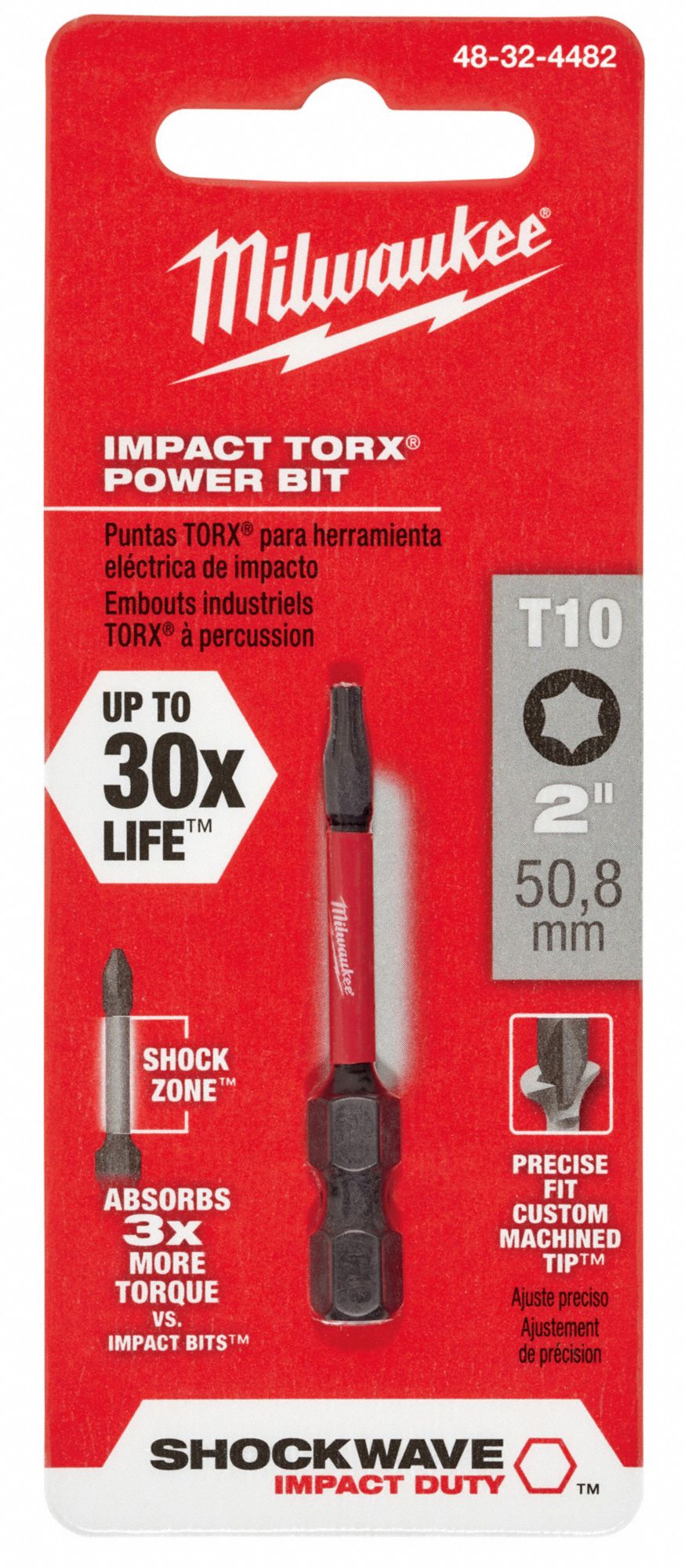 MILWAUKEE Torx(R) Impact Power Bit, 1/4 in Hex 10Z77348324482