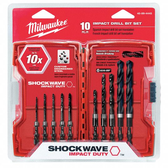 MILWAUKEE Impact Drill Bit Set, 135° 10Z80748894445 Grainger