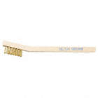 CLEANING BRUSH, SHORT/CURVED HNDL, 3 X 7 ROWS, 7 3/4 IN OAL/1 1/2 IN BRUSH/1/2 IN TRIM, BRASS/WOOD