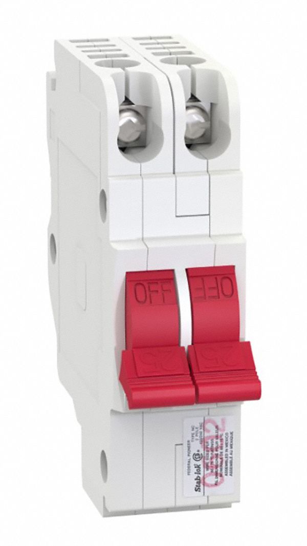 STAB-LOK CIRCUIT BREAKER, 2 POLES, 20 AMP, WHITE, 3 X 3 1/2 X 1 IN, PLASTIC