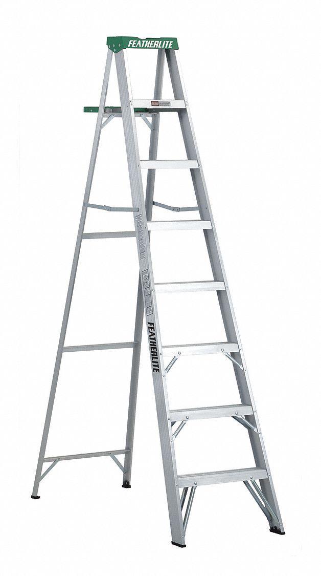 STEPLADDER, 2400 SERIES, MEDIUM DUTY, MAX 225 LBS, 7 FT 6 IN, 25 IN, 3 IN, ALUMINUM, CSA