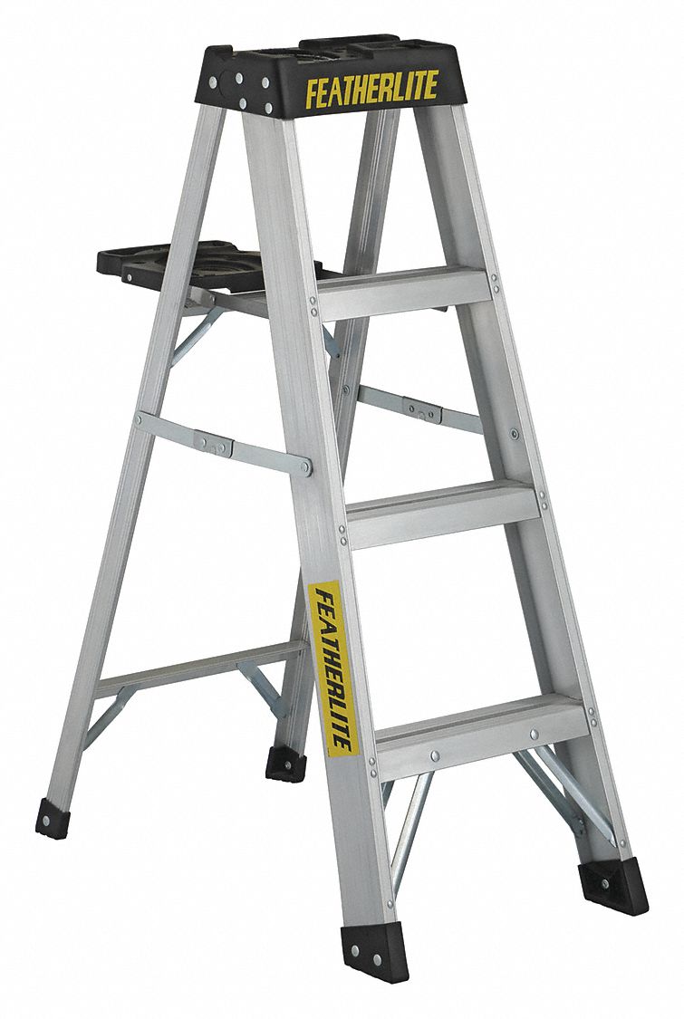 STEPLADDER, 3400 SERIES, HEAVY DUTY, MAX 300 LBS, 4 FT H, 18 IN W, 3 IN D, ALUMINUM, CSA