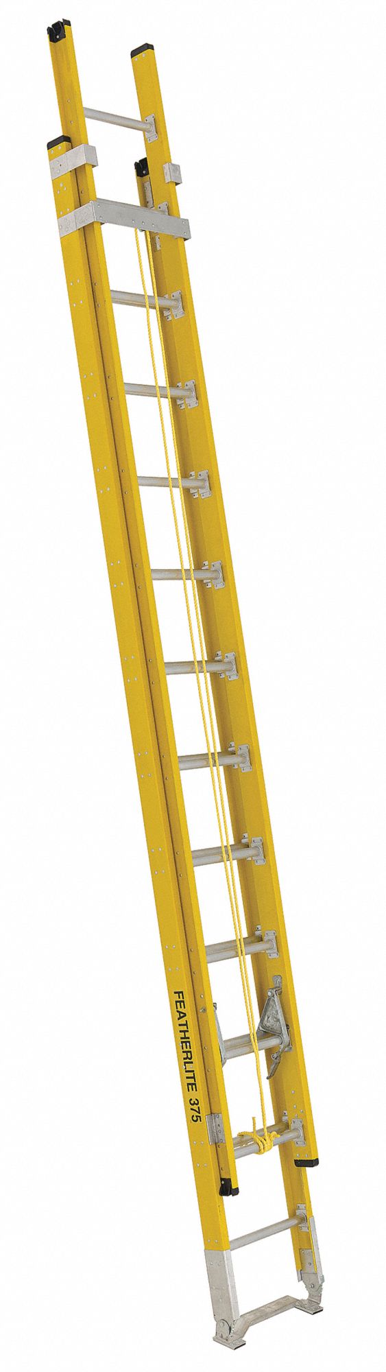 LADDER, SERIES 6200, HEAVY-DUTY, CAP 375 LBS, SIDE MOUNT GUIDE/PULLEY, YLW, 20 FT X 17 3/8 IN, FGL