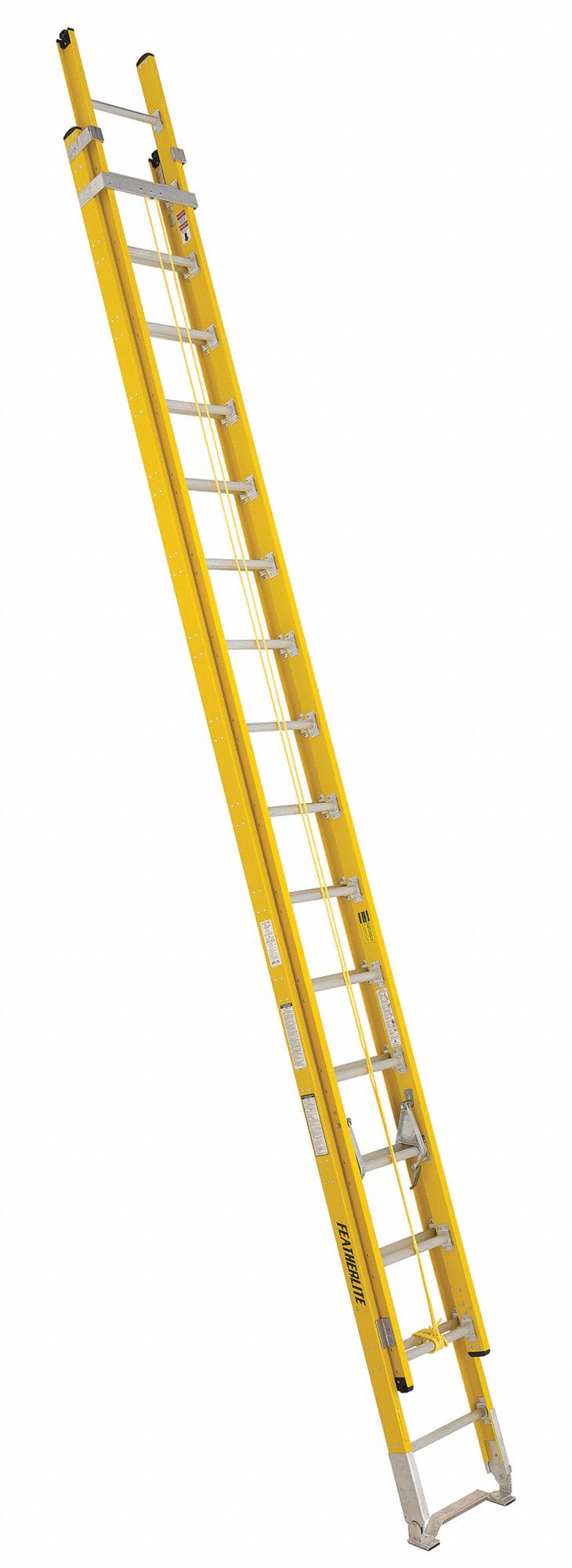 LADDER, SERIES 6200, HEAVY-DUTY, CAP 375 LBS, SIDE MOUNT GUIDE/PULLEY, YLW, 32 FT X 17 3/8 IN, FGL