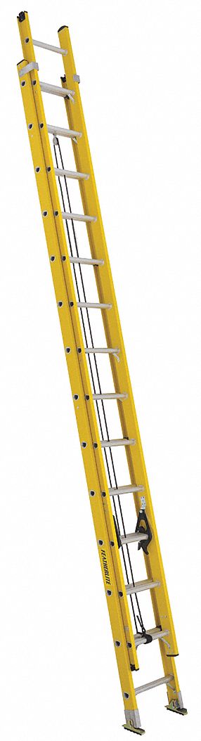 LADDER, SERIES 6900, TYPE 1A, CSA GR 1, HEAVY-DUTY, SLIP-RESIST, THRU, YLW, 32 FT X 17 1/8 IN, FGL