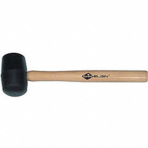 MALLET, WITH HANGING CLIP, BLACK HEAD, 16 1/2 X 4 1/2 IN, 28 OZ, RUBBER HEAD/HICKORY HANDLE