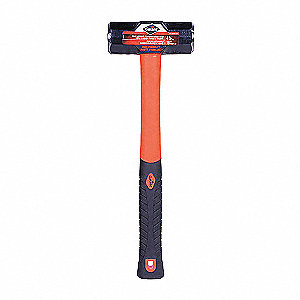 SLEDGEHAMMER, DOUBLE FACE, 4 LBS, ORNG, BLK, 16 IN, FIBREGLASS, FORGED AND TEMPERED STEEL, RUBBER
