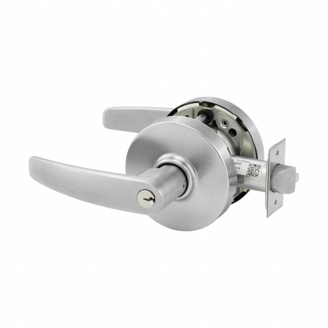 Door Lockset: Office Lever Locksets, Chrome, ADA Compliant, Interchangeable Core