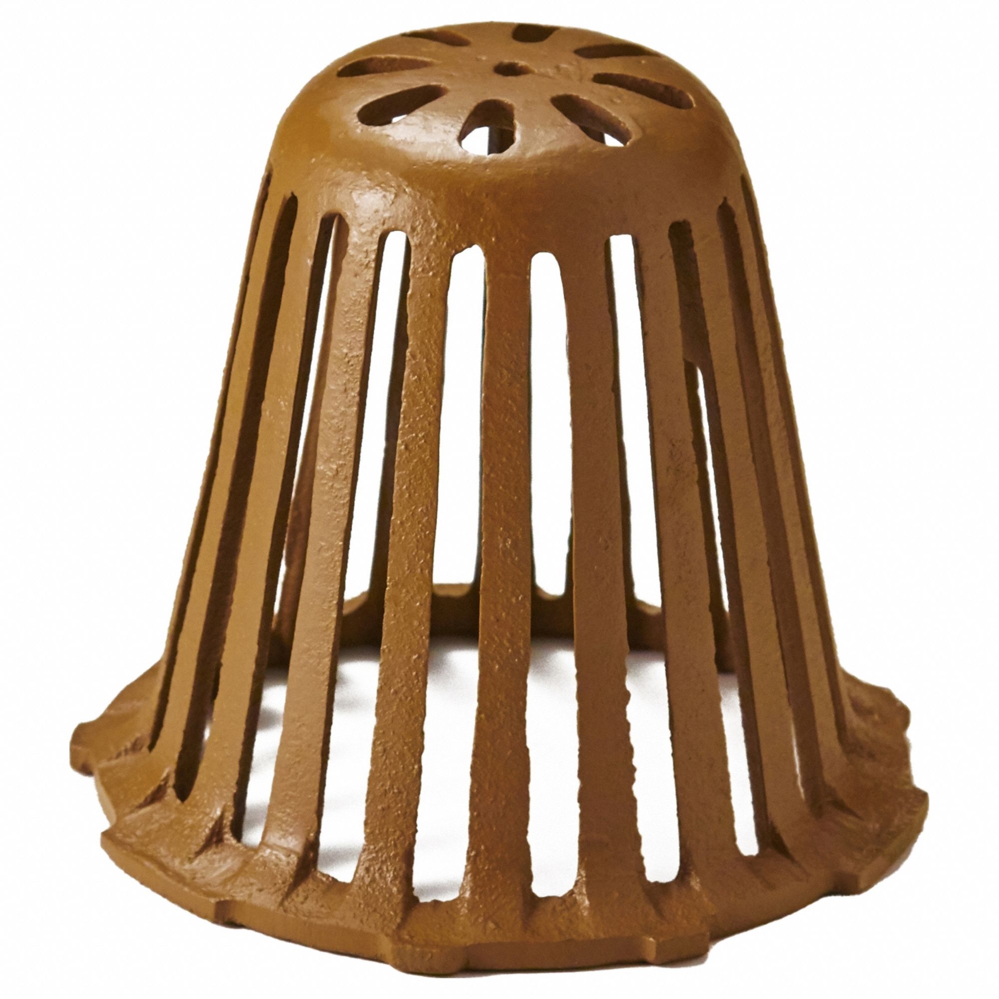 Dome Strainer: 6 5/8 in Overall Dia, 6 in Overall Ht, Cast Iron, Duco Coated