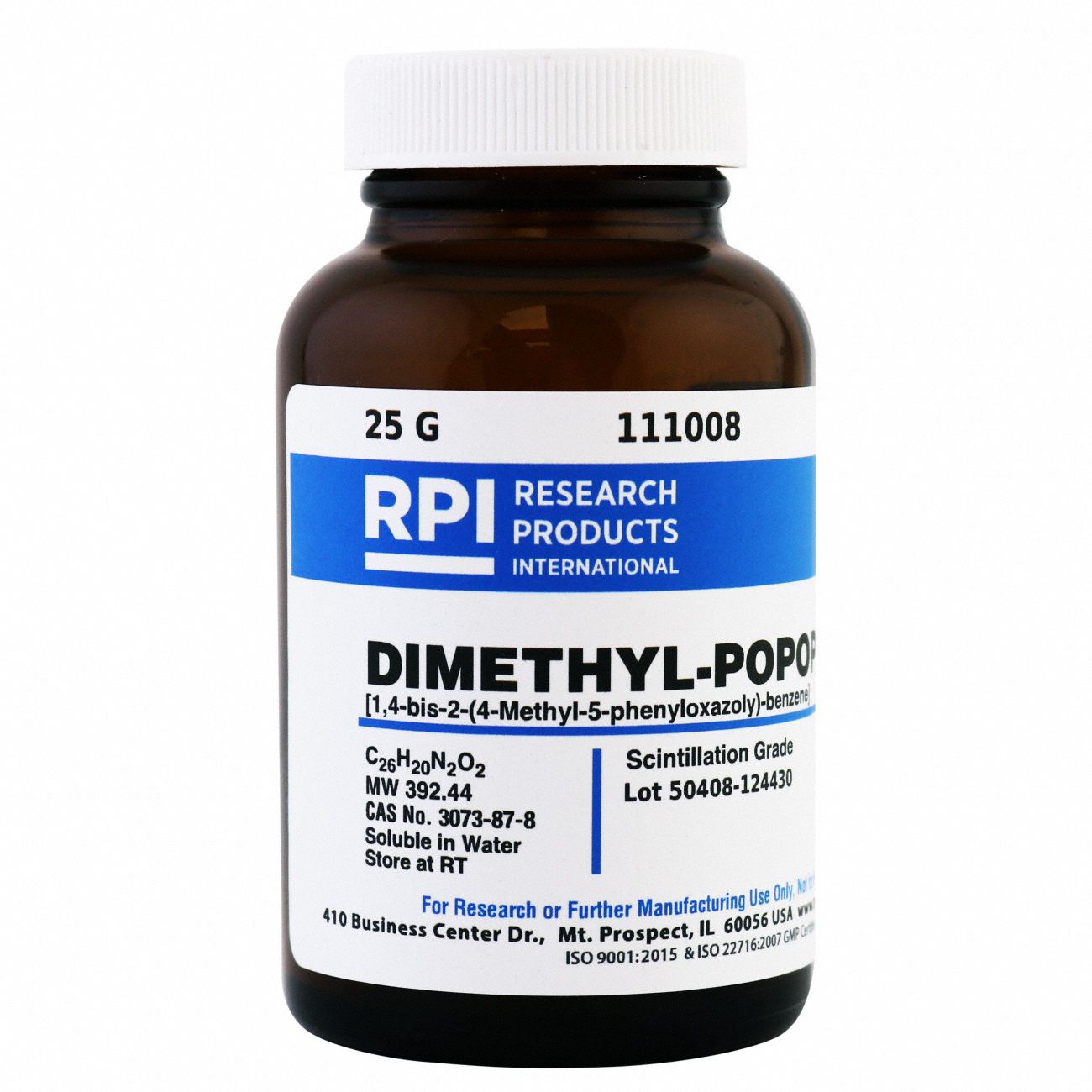Dimethyl-POPOP [1,4,-Bis-2-(4-Methyl-5-Phenyloxazolyl)-Benzene] Scintillation Cocktail Research or Further Manufacturing Use Only