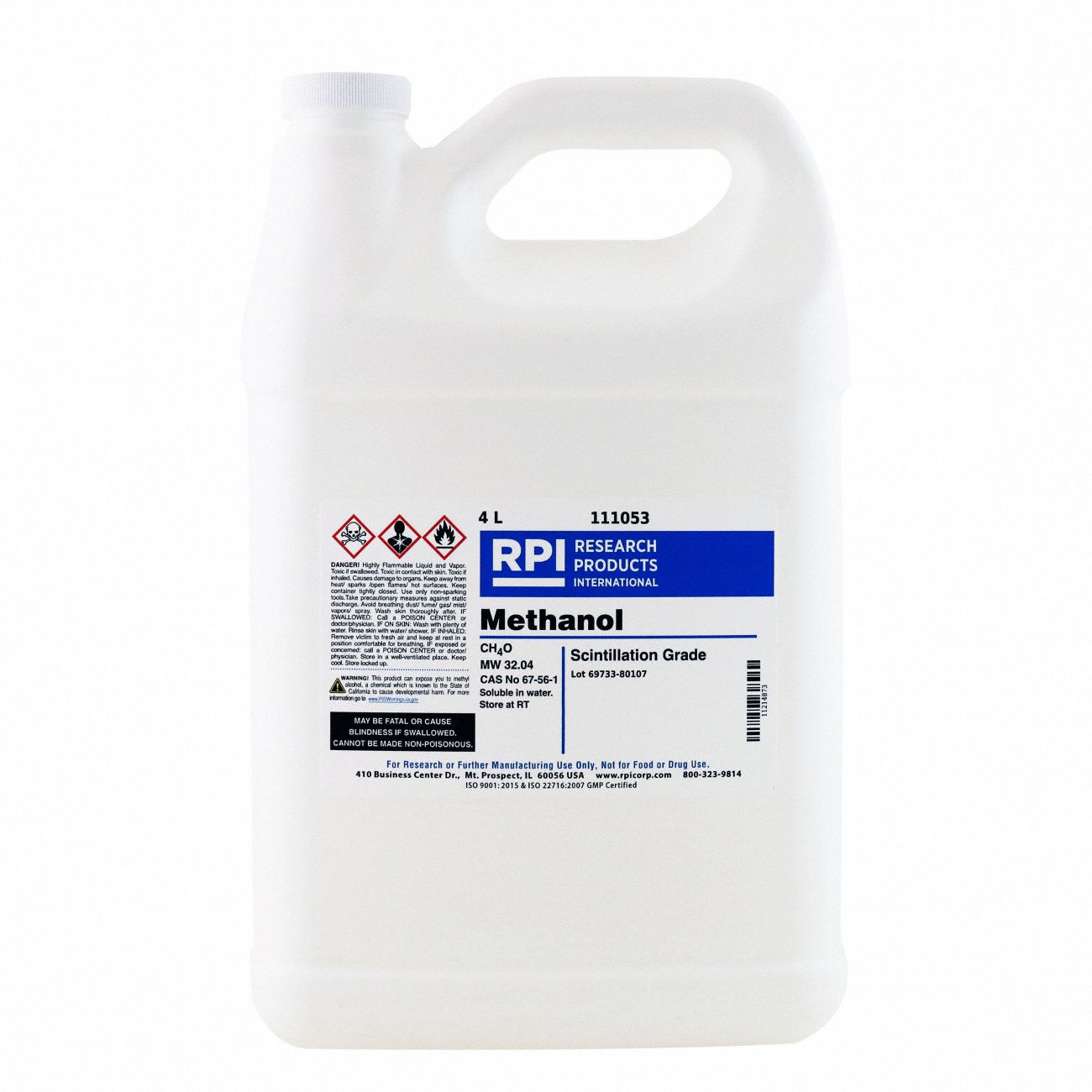 RPI, Liquid, 4 L Container Size, Methanol (Scintillation Grade