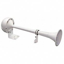 Electric Horn: 12V DC, High Tone, Electric, White, Painted, 115 dB Sound Level - Max, Boats