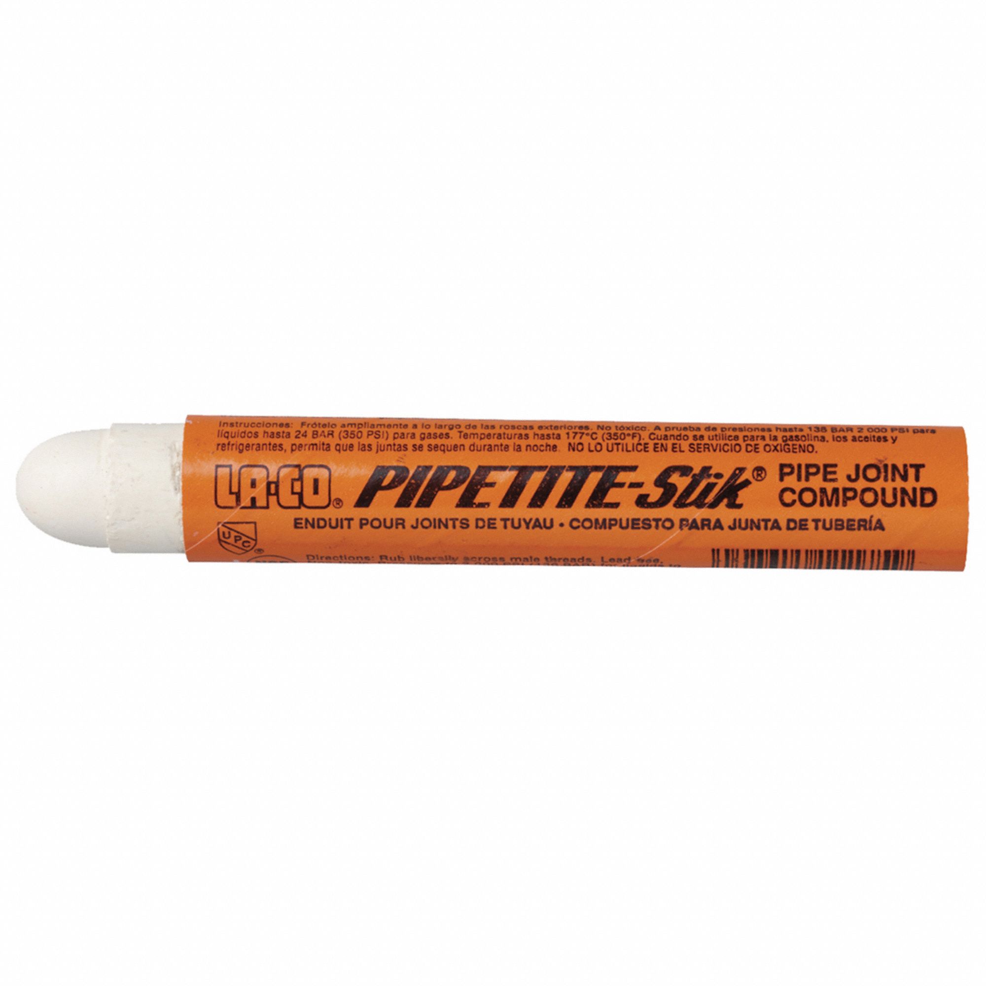 Pipe Thread Sealant: Pipetite-Stik, 1.3 oz, Stick, White, High Lubricity/No-Drip
