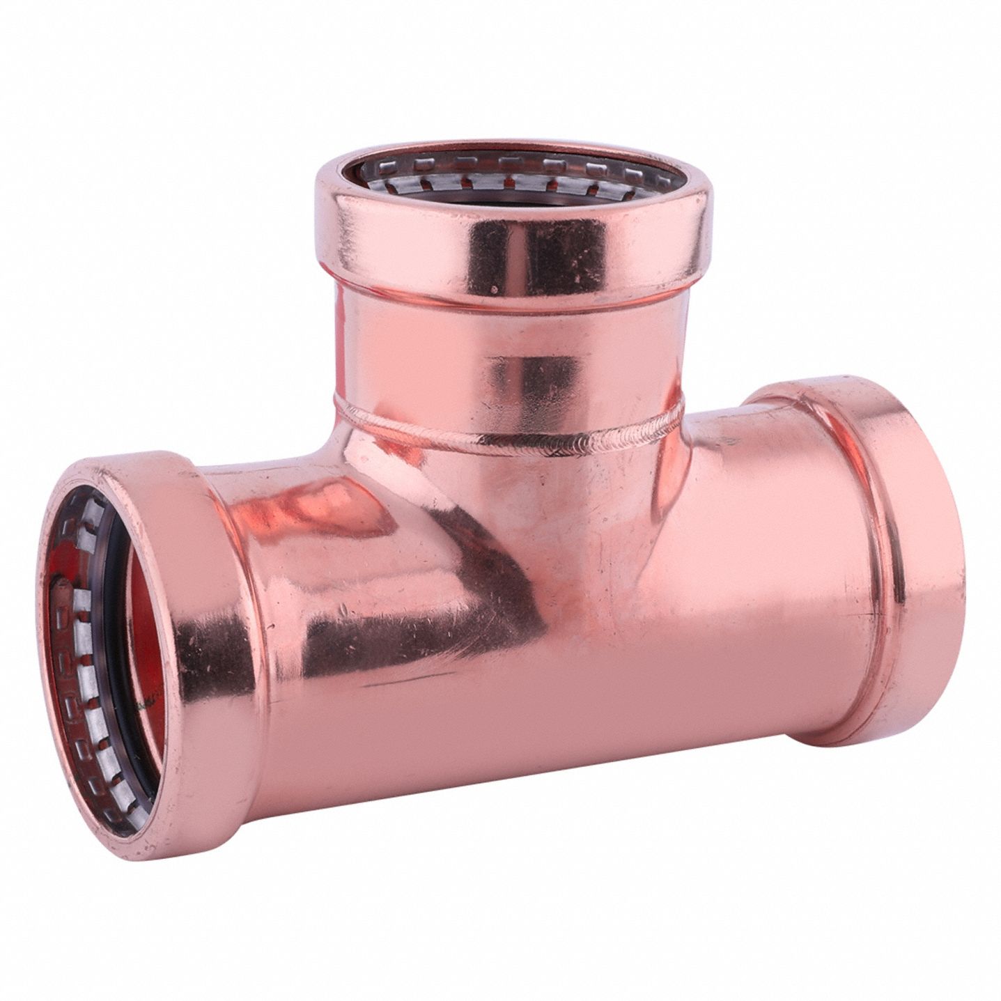 Crimp Tee Fitting: Tee, 2 1/2 in CTS x 2 1/2 in CTS x 2 1/2 in CTS size, Copper