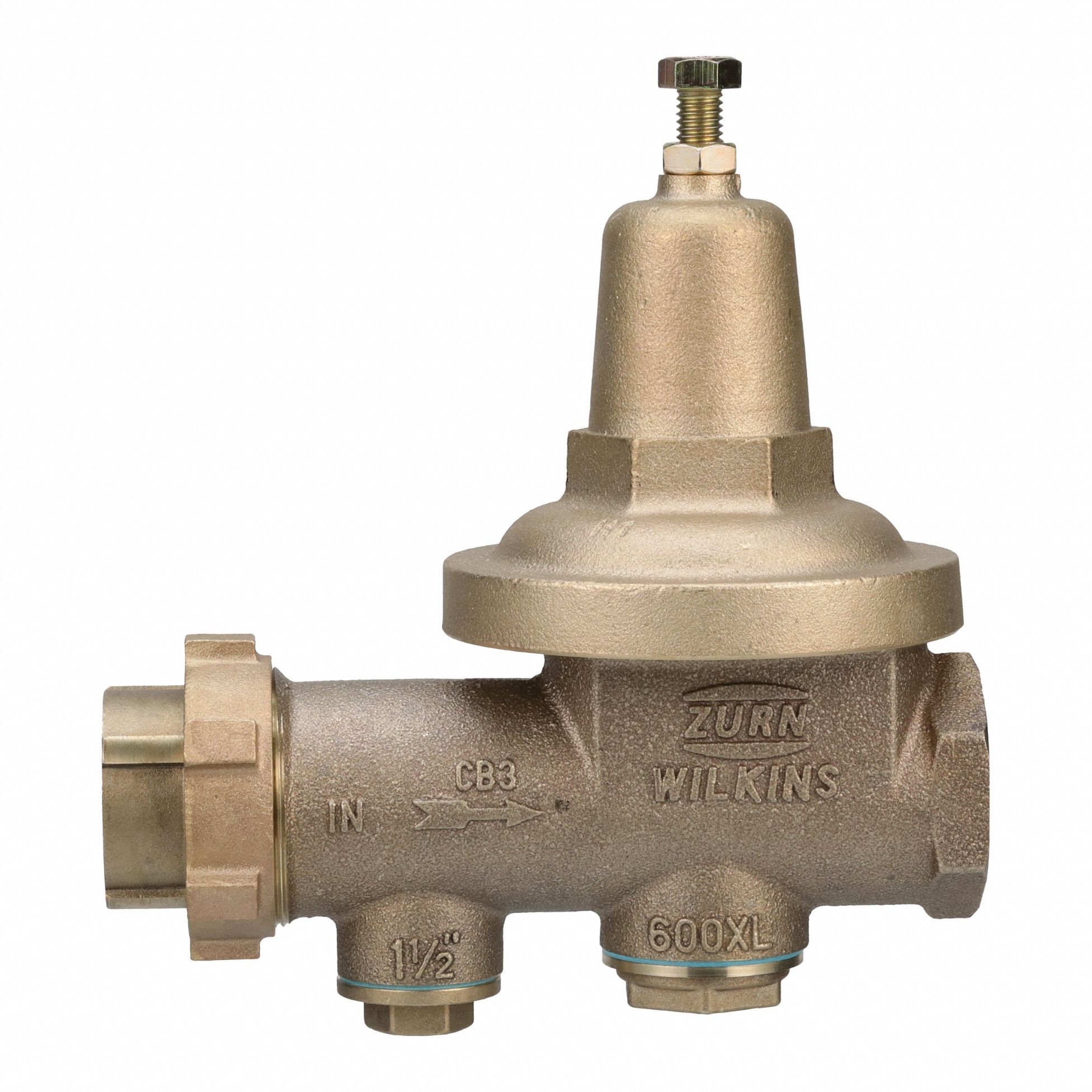 Water Pressure Reducing Valve: FNPT x FNPT, 1 1/2 in Pipe Size, Cast Bronze, NPT x NPT