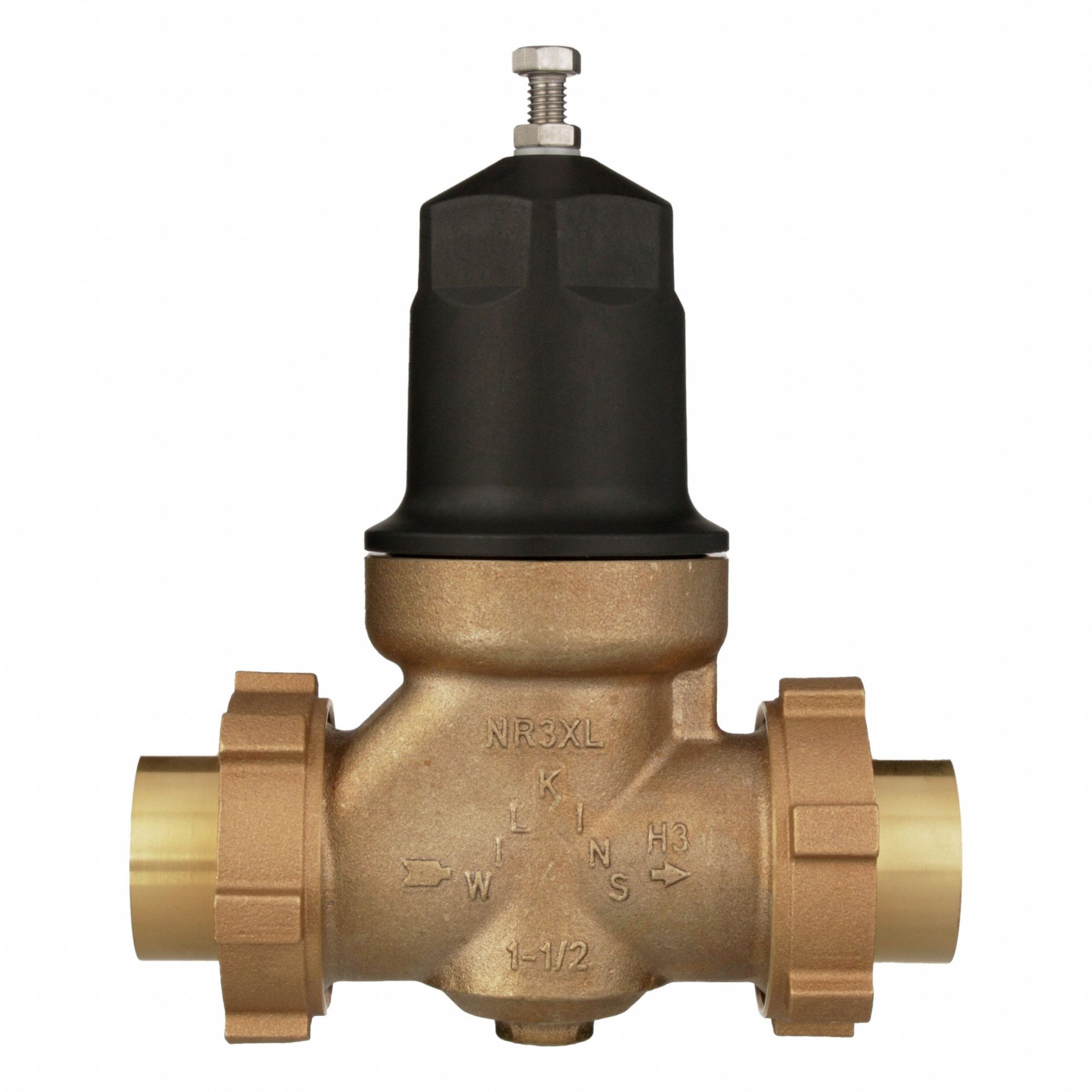 Water Pressure Reducing Valve: FNPT, 1 1/2 in Pipe Size, Cast Bronze, 25 psi to 75 psi, NPT