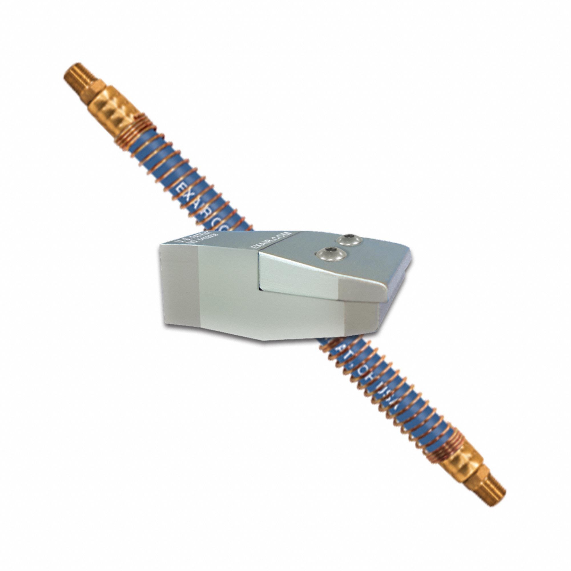 EXAIR Blow Off Station: 21.8 scfm Air Consumption, Flat, 250 psi Air Pressure, 24 in Hose Lg (MPN 1122-9224). Key specifications — attr1341131: EXAIR; attr1341162: Air Nozzle; attr1341142: 2" Flat Super Air Nozzle in Zinc/Aluminum w/ 24" Stay Set Hose; attr1341129: Flat.
