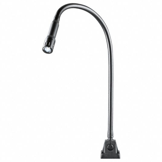 WALDMANN Task Light: Gooseneck, LED, 191 lm Max Brightness, 6500K,  Clamp/Screw-Down Base, IP67, Plug