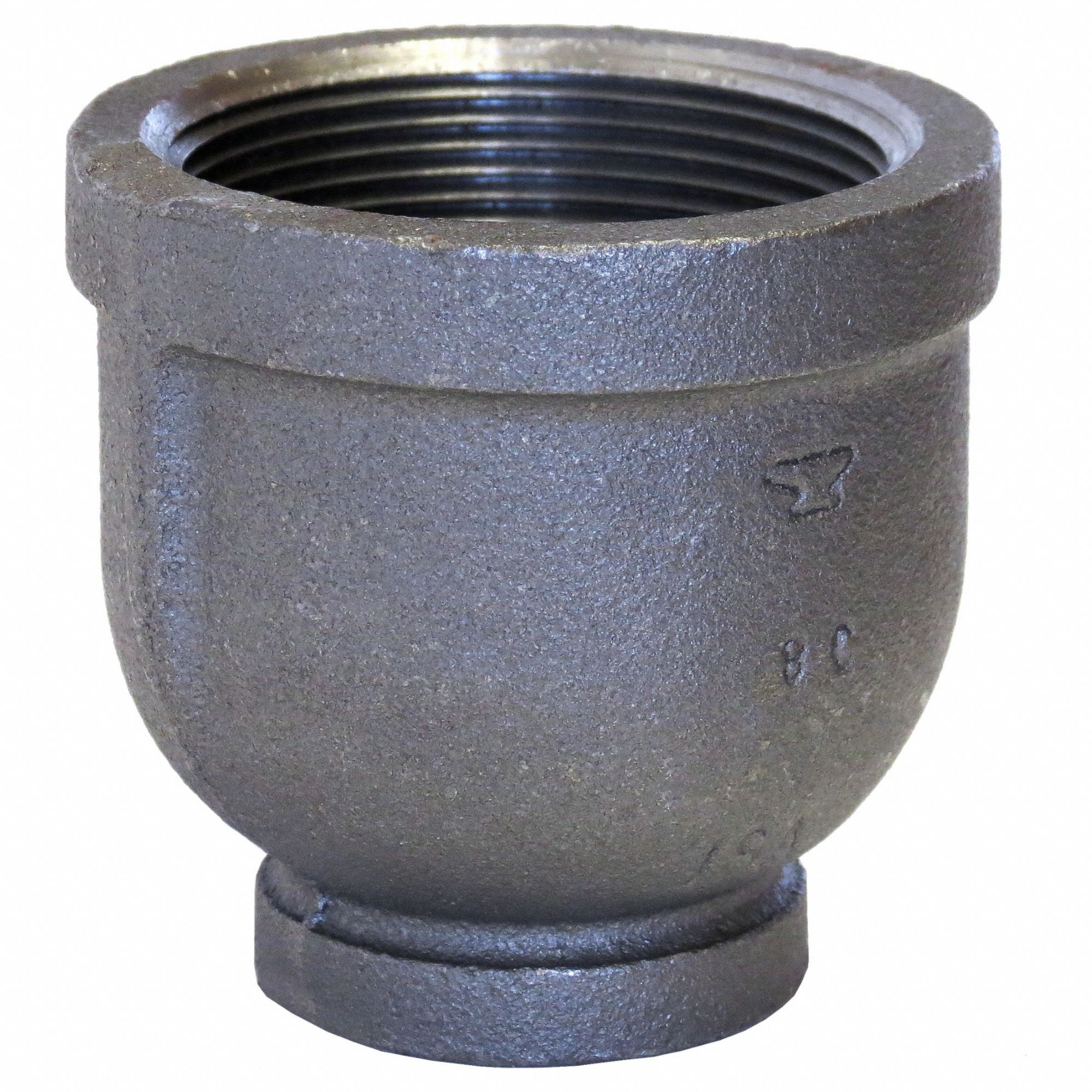 Reducing Coupling: Malleable Iron, 2 in x 3/4 in, NPT x NPT, Class 150
