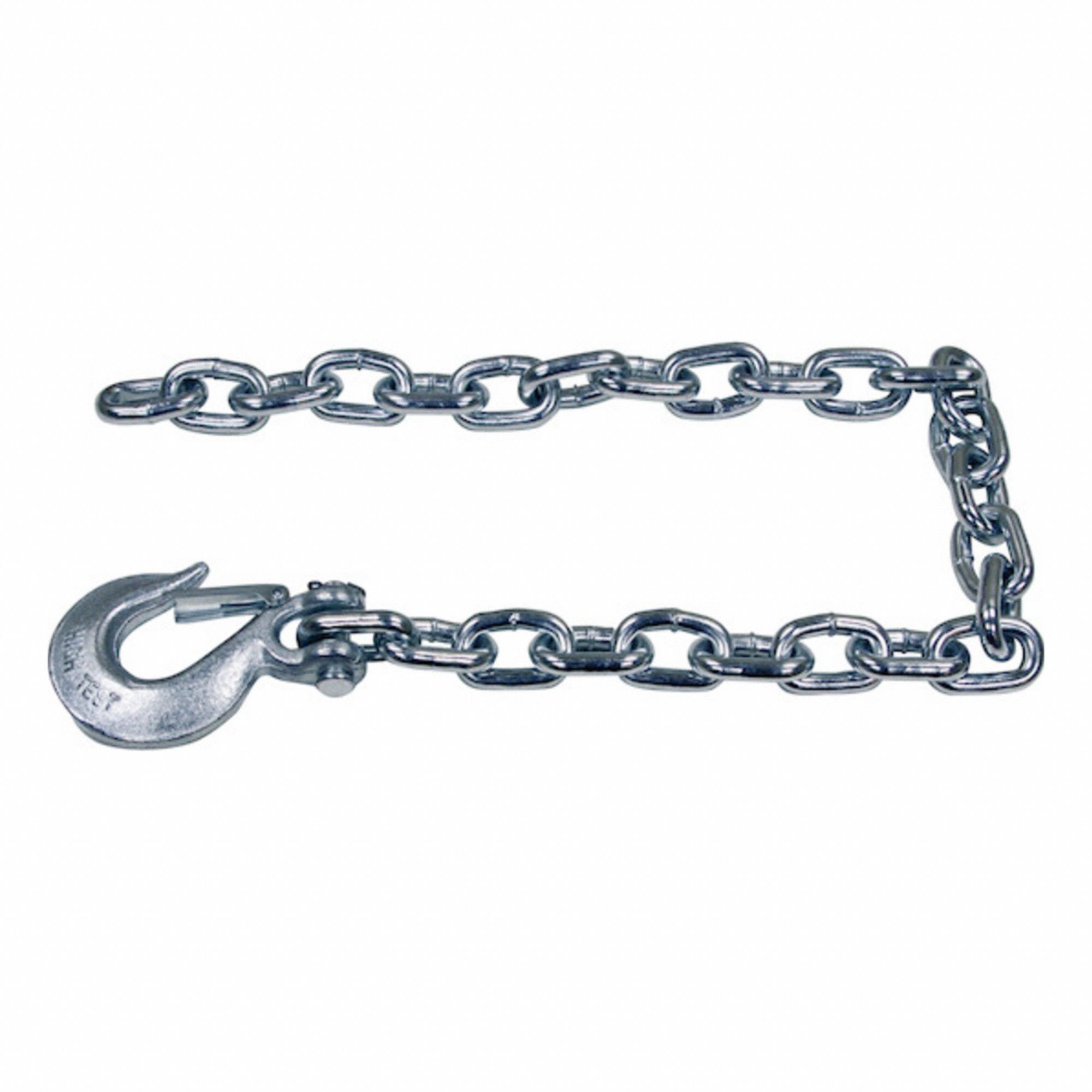 SAFETY CHAIN, SLIP HOOK ATTACHMENT, HEAVY DUTY, 43, 2 3/64 IN OVERALL W, 3/8 IN
