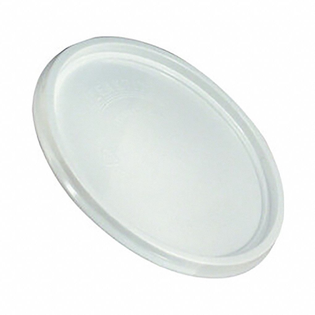Lid: Bucket Lid, 8 in Overall Dia, White, Plastic, 8 in Dia. 1/2 in L x 8 in W
