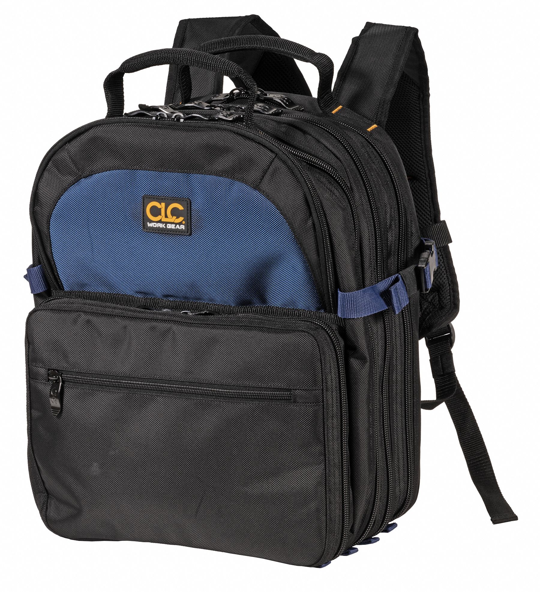 Tool Backpack: 13 in W 9 in D 17 1/2 in H, Polyester, Black, 69 Inside Pockets, Polyester