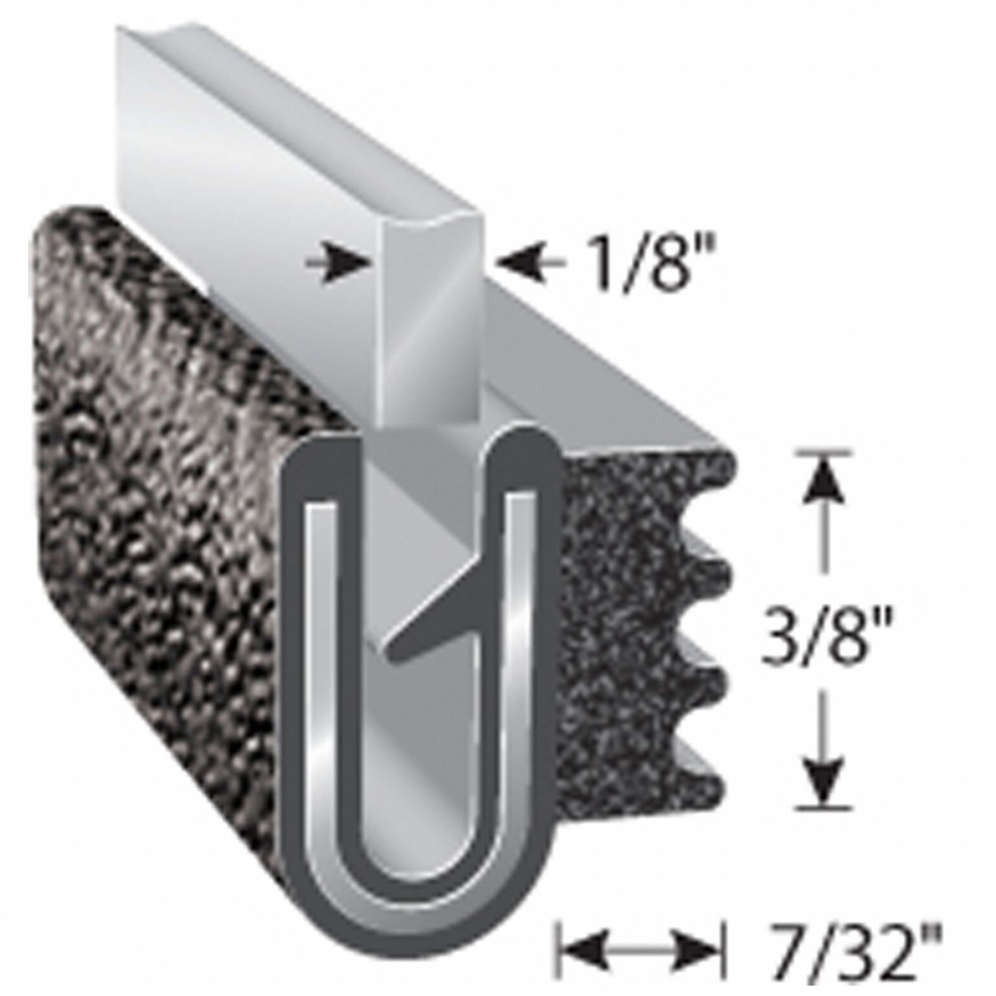 TRIM LOK INC, Fits 1/8 in Edge, 100 ft Lg, Trim Seal 804AF6113B100B3X1/8E100 Grainger