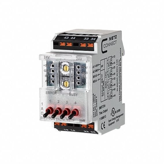 MS/TP Module: DIN Rail Mounting, BACnet MS/TP, 4 Outputs, (4) Digital, 24V AC/DC