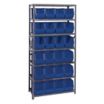 Wire Stationary Bin Shelving with Open-Front Bins