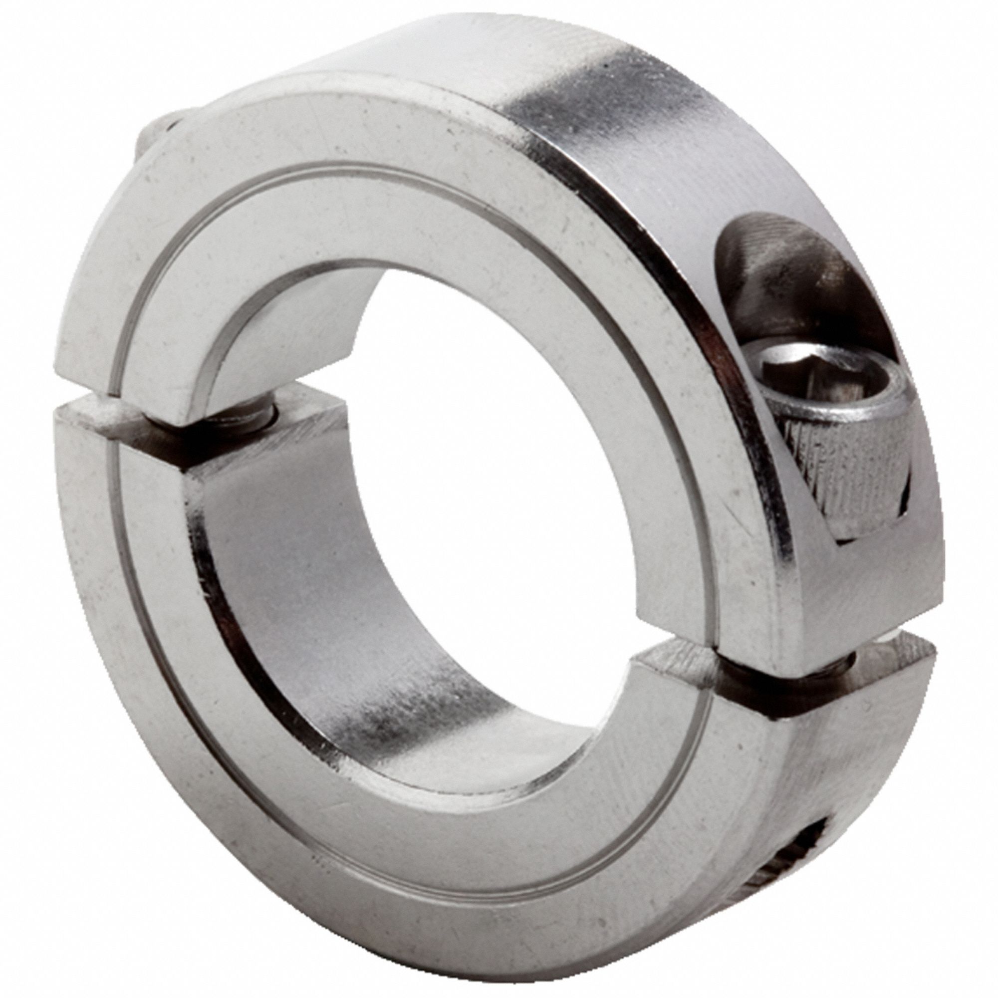 Shaft Collar: 2-Piece, Inch, Round, Clamp On, 1 1/4 in Bore Dia, 316