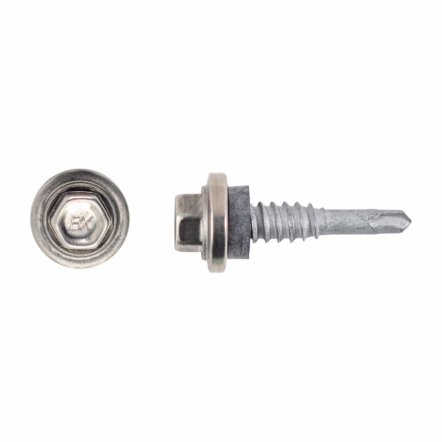Self-Drilling Screw: 1/4 in Size, 7/8 in Lg, Steel, Climaseal™, Hex Washer, External Hex, 250 PK