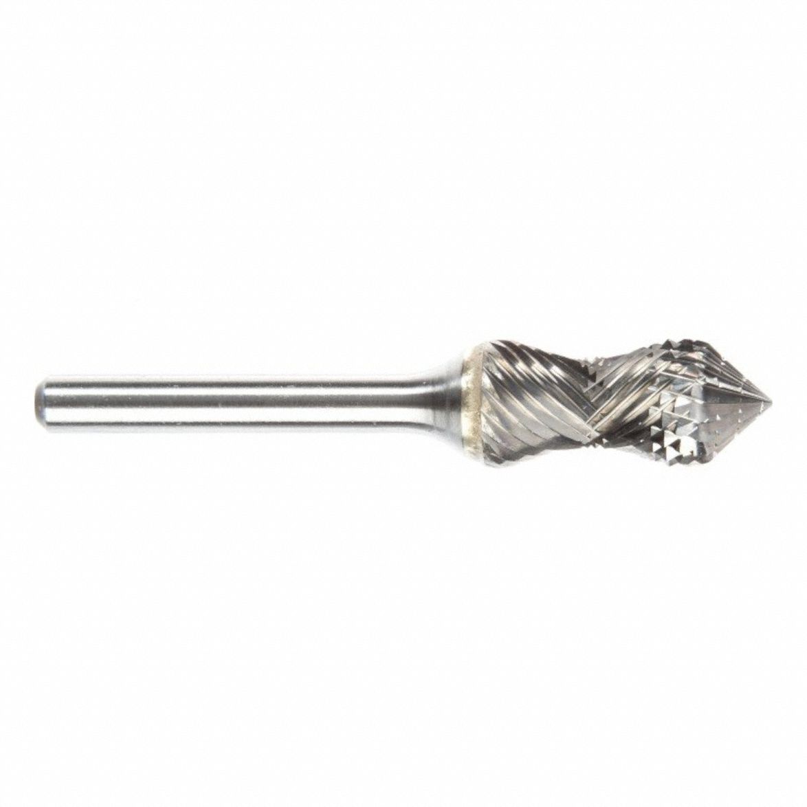 Carbide Bur: Cone, SK-5RA, Double Cut, 1/2" x 1 1/8" Head, 1/4" Shank