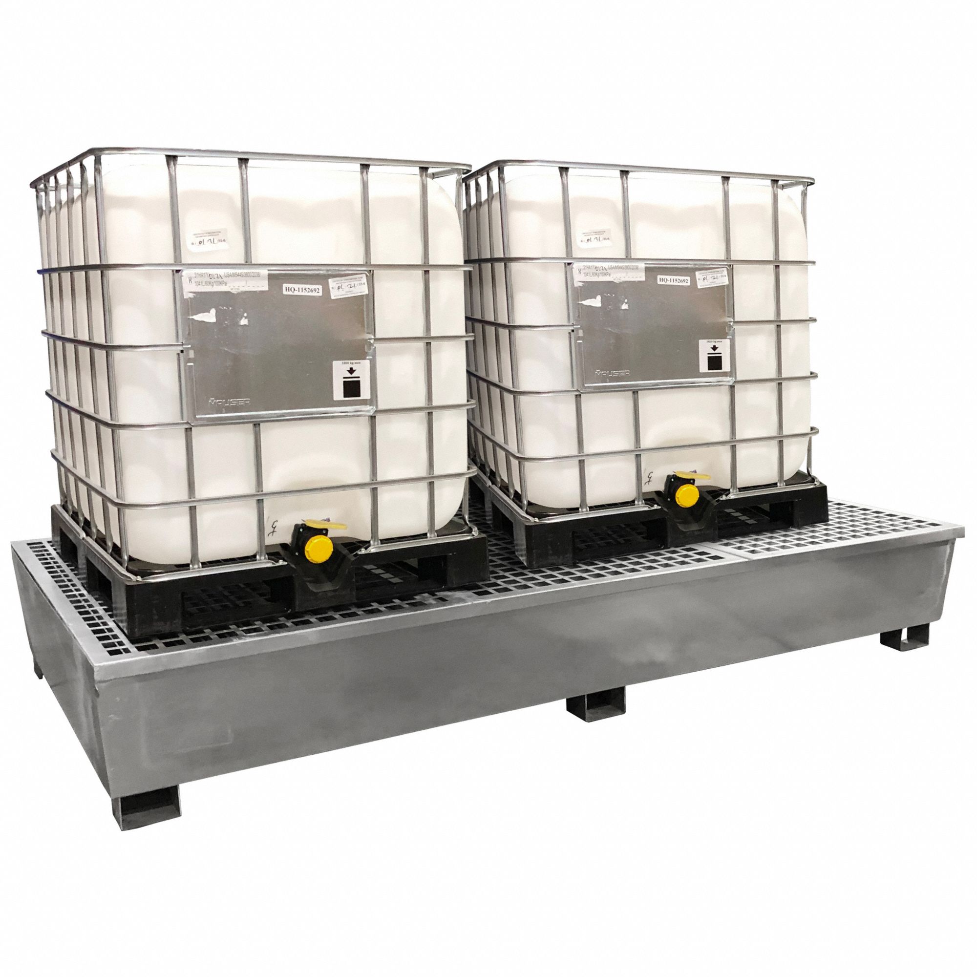 STEEL TWIN IBC PALLET, FOR 2 IBC, 118 X 61 X 18 IN, STEEL, SILVER