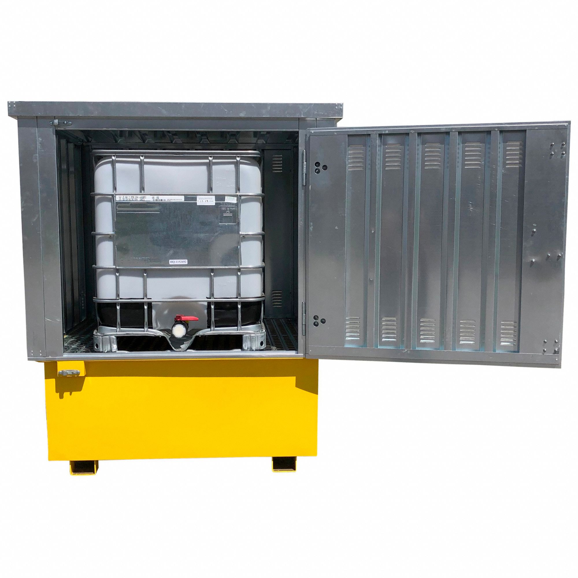 STEEL IBC HARD TOP, FOR 1 IBC, 57 X 57 X 85 IN, STEEL, YELLOW