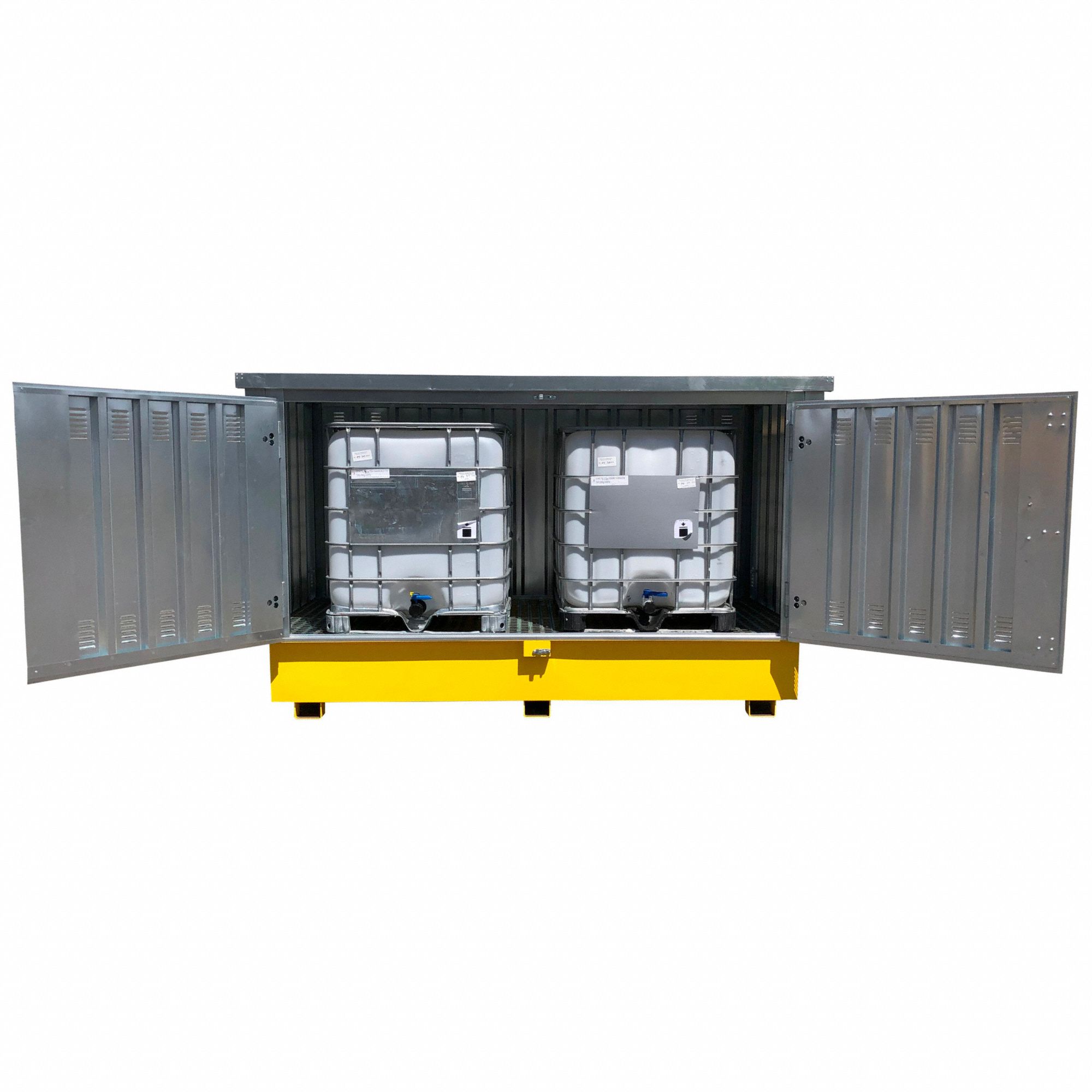 STEEL TWIN IBC HARD TOP, FOR 2 IBC, 57 X 105 X 76 IN, STEEL, YELLOW
