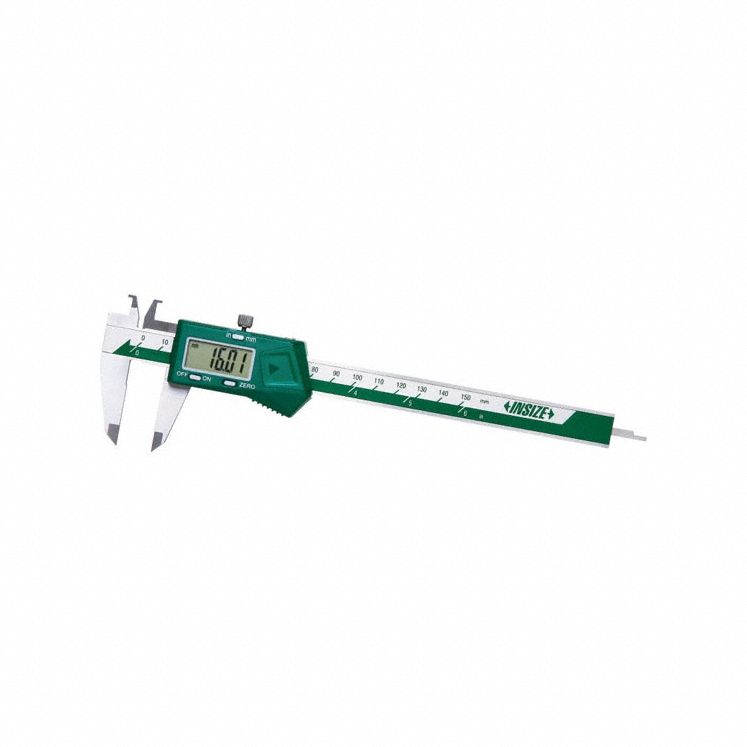 Digital Caliper: 8 mm to 150 mm, Cabled, +/-0.0015in/+/-0.03mm Accuracy, Inside Groove