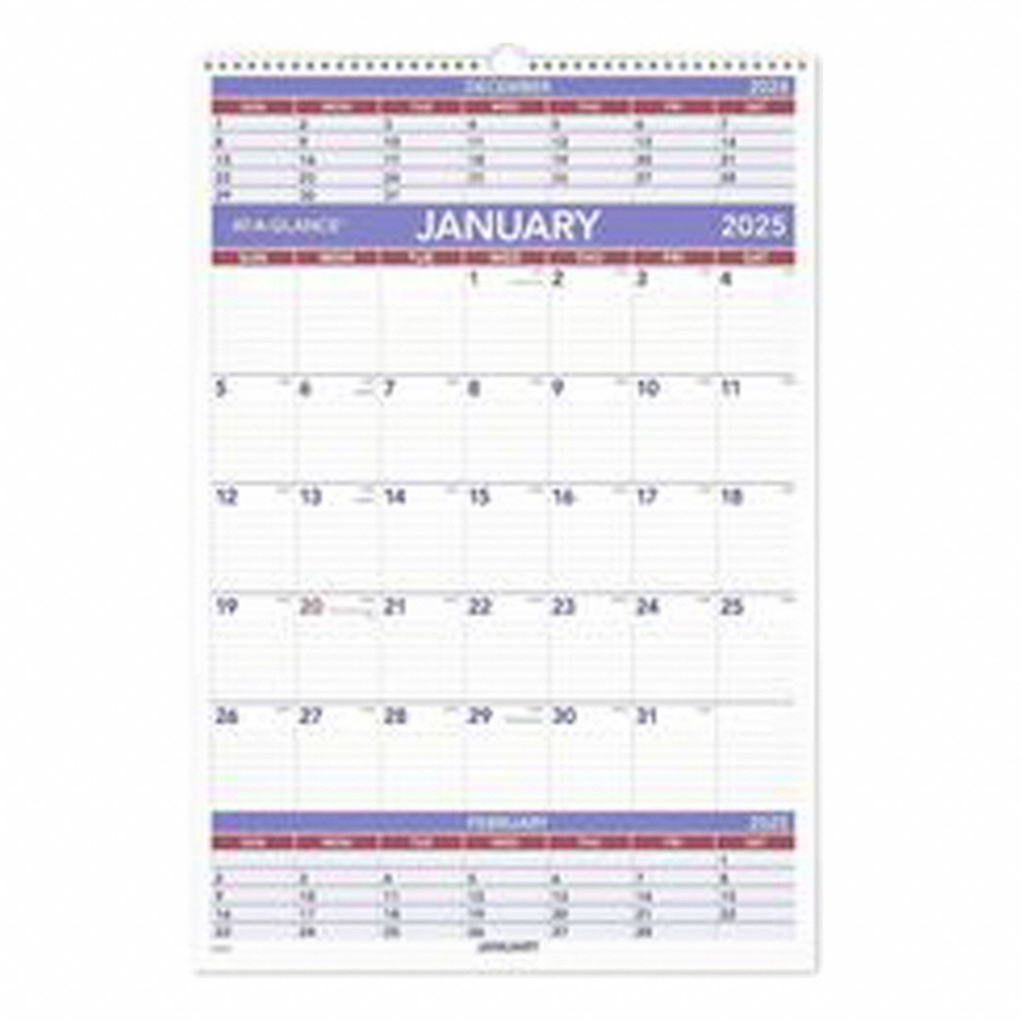 Wall Calendar White 22 3/4 H 15 1/2 W